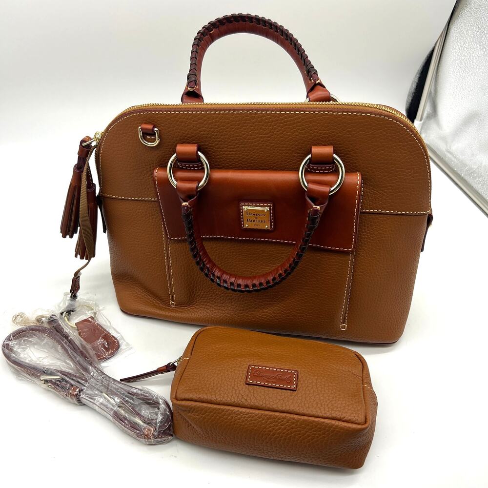 Dooney & Bourke Pebble Leather Aubrey Satchel Satchel with Accessories Caramel